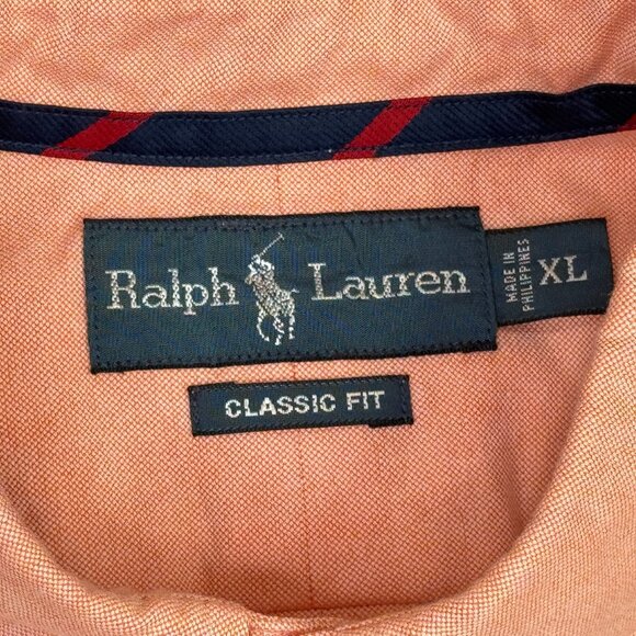 Ralph Lauren Shirt Mens XL Pink Long Sleeve Oxford Flesh Pony Preppy Classic Fit - Picture 4 of 8